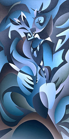 Carl Foster NZ abstract artist, Hawaiian Tiki, oil on canvas